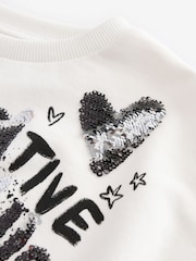Ecru Sequin Graffiti 100% Cotton Sweatshirt (3-16yrs) - Image 10 of 11