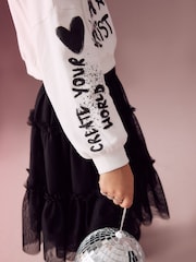 Ecru Sequin Graffiti 100% Cotton Sweatshirt (3-16yrs) - Image 4 of 11