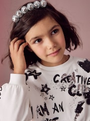 Ecru Sequin Graffiti 100% Cotton Sweatshirt (3-16yrs) - Image 5 of 11