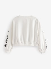 Ecru Sequin Graffiti 100% Cotton Sweatshirt (3-16yrs) - Image 8 of 11