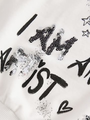 Ecru Sequin Graffiti 100% Cotton Sweatshirt (3-16yrs) - Image 9 of 11