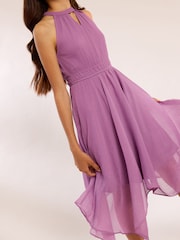 Lipsy Purple Hanky Hem Halter Occasion Dress (5-16yrs) - Image 3 of 5
