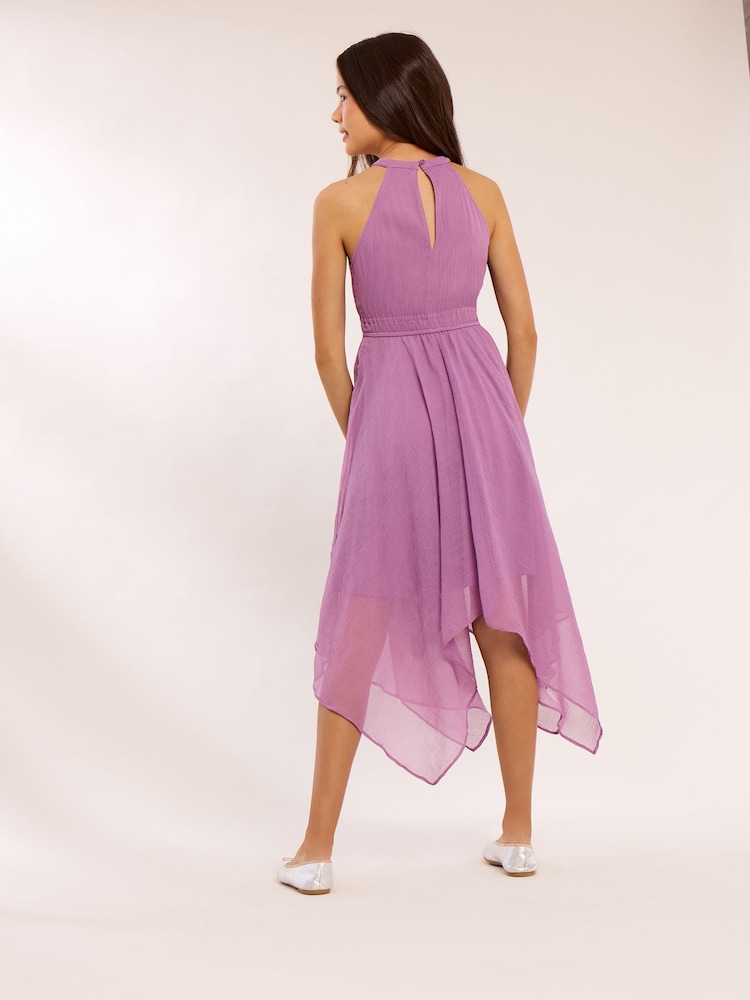 Lipsy Purple Hanky Hem Halter Occasion Dress (5-16yrs) - Image 5 of 5 Lipsy Purple Hanky Hem Halter Occasion Dress (5-16yrs) - Image 5 of 5