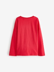 Red 100% Cotton Sequin Heart Long Sleeve T-Shirt (3-16yrs) - Image 6 of 7