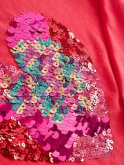 Red 100% Cotton Sequin Heart Long Sleeve T-Shirt (3-16yrs) - Image 7 of 7