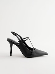 Preto - Forever Comfort® Leather T-Bar Point Toe Heels - Imagem 6 de 10