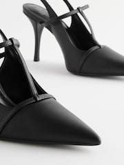 Preto - Forever Comfort® Leather T-Bar Point Toe Heels - Imagem 7 de 10