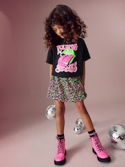 Pink/Black 100% Cotton Rolling Stones Sequin Skirt Set (3-16yrs) - Image 1 of 8