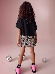 Pink/Black 100% Cotton Rolling Stones Sequin Skirt Set (3-16yrs) - Image 2 of 8