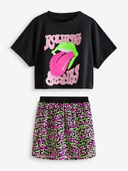Pink/Black 100% Cotton Rolling Stones Sequin Skirt Set (3-16yrs) - Image 5 of 8