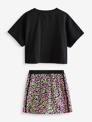 Pink/Black 100% Cotton Rolling Stones Sequin Skirt Set (3-16yrs) - Image 6 of 8