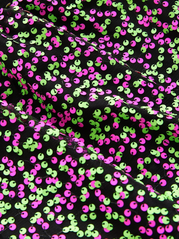Pink/Black 100% Cotton Rolling Stones Sequin Skirt Set (3-16yrs) - Image 8 of 8