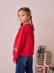 Red Sequin Minnie Mouse Christmas License 100% Cotton Sweatshirt (3-16yrs) - Image 3 of 8