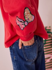 Red Sequin Minnie Mouse Christmas License 100% Cotton Sweatshirt (3-16yrs) - Image 4 of 8