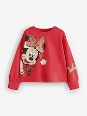 Red Sequin Minnie Mouse Christmas License 100% Cotton Sweatshirt (3-16yrs) - Image 5 of 8