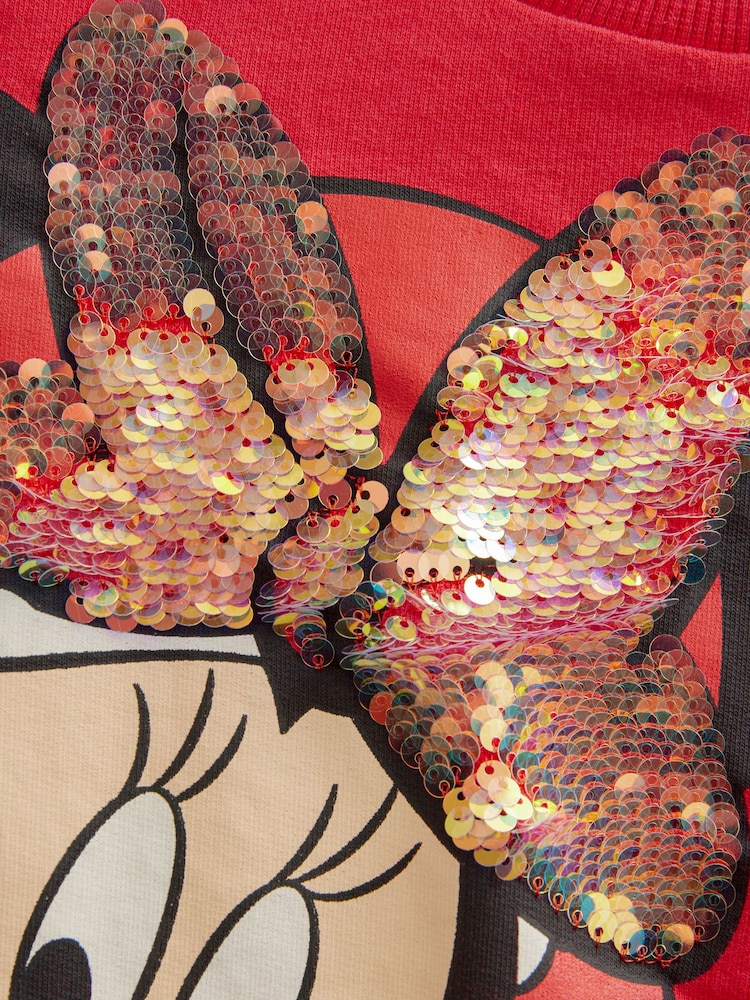 Red Sequin Minnie Mouse Christmas License 100% Cotton Sweatshirt (3-16yrs) - Image 8 of 8