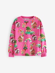 Pink Christmas Long Sleeve 100% Cotton Top (3-16yrs) - Image 4 of 7