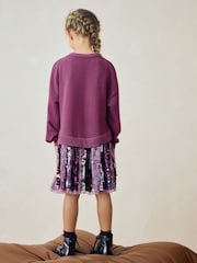 Purple Sequin 2-in-1 Sweatshirt Dress (3-12yrs) - Image 3 of 9