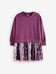 Purple Sequin 2-in-1 Sweatshirt Dress (3-12yrs) - Image 6 of 9