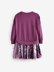 Purple Sequin 2-in-1 Sweatshirt Dress (3-12yrs) - Image 7 of 9