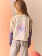 Brown/Purple - رداء علوي صباغة بالربط بكم طويل تصميم فراشة قطن 100% (3-16سنة) - صورة 3 من 8