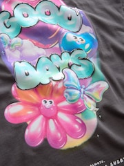 Charcoal Grey Oversized Long Sleeve Butterfly Graphic 100% Cotton T-Shirt (3-16yrs) - Image 7 of 7