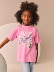 Pink/Green Oversized Embellished 100% Cotton Graphic T-Shirt (3-16yrs) - Image 1 of 8
