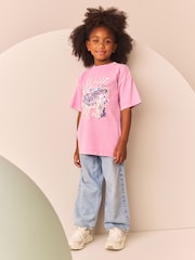 Pink/Green Oversized Embellished 100% Cotton Graphic T-Shirt (3-16yrs) - Image 3 of 8