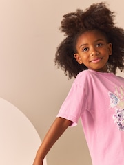 Pink/Green Oversized Embellished 100% Cotton Graphic T-Shirt (3-16yrs) - Image 4 of 8