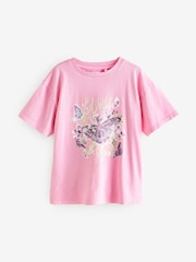 Pink/Green Oversized Embellished 100% Cotton Graphic T-Shirt (3-16yrs) - Image 5 of 8