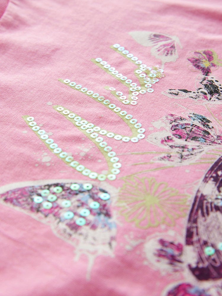 Pink/Green Oversized Embellished 100% Cotton Graphic T-Shirt (3-16yrs) - Image 8 of 8