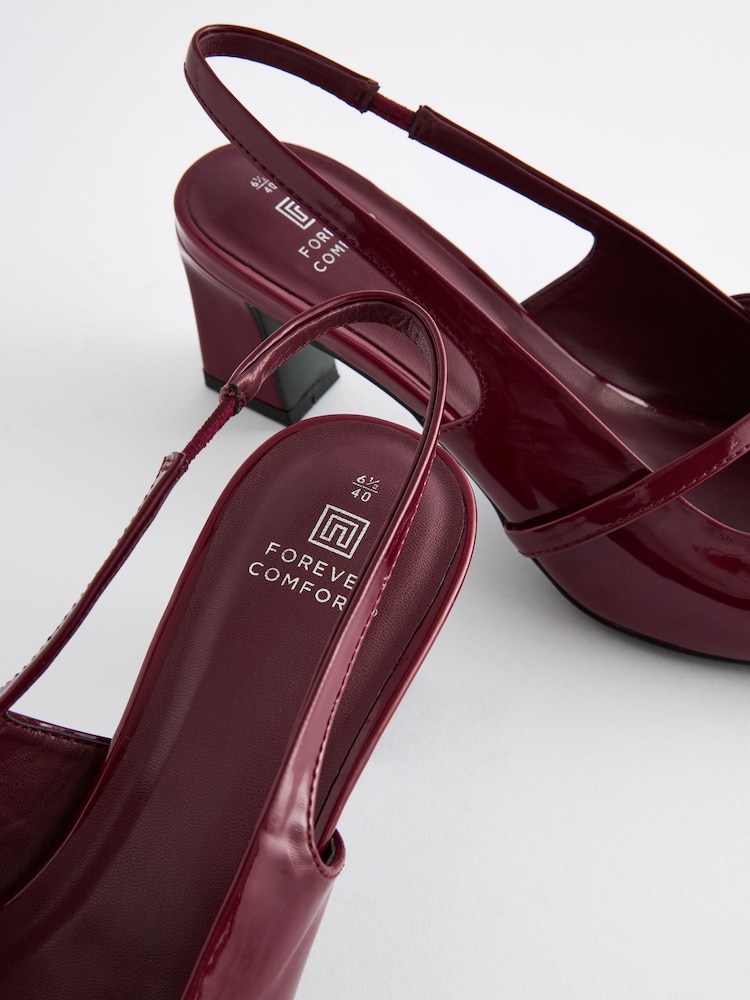 Red Forever Comfort® Square Toe Sling Back Heels - Image 9 of 9