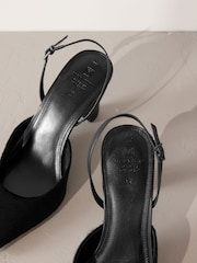 črna - Premium Square Toe Slingback čevlji z visoko peto - Slika 8 iz 9