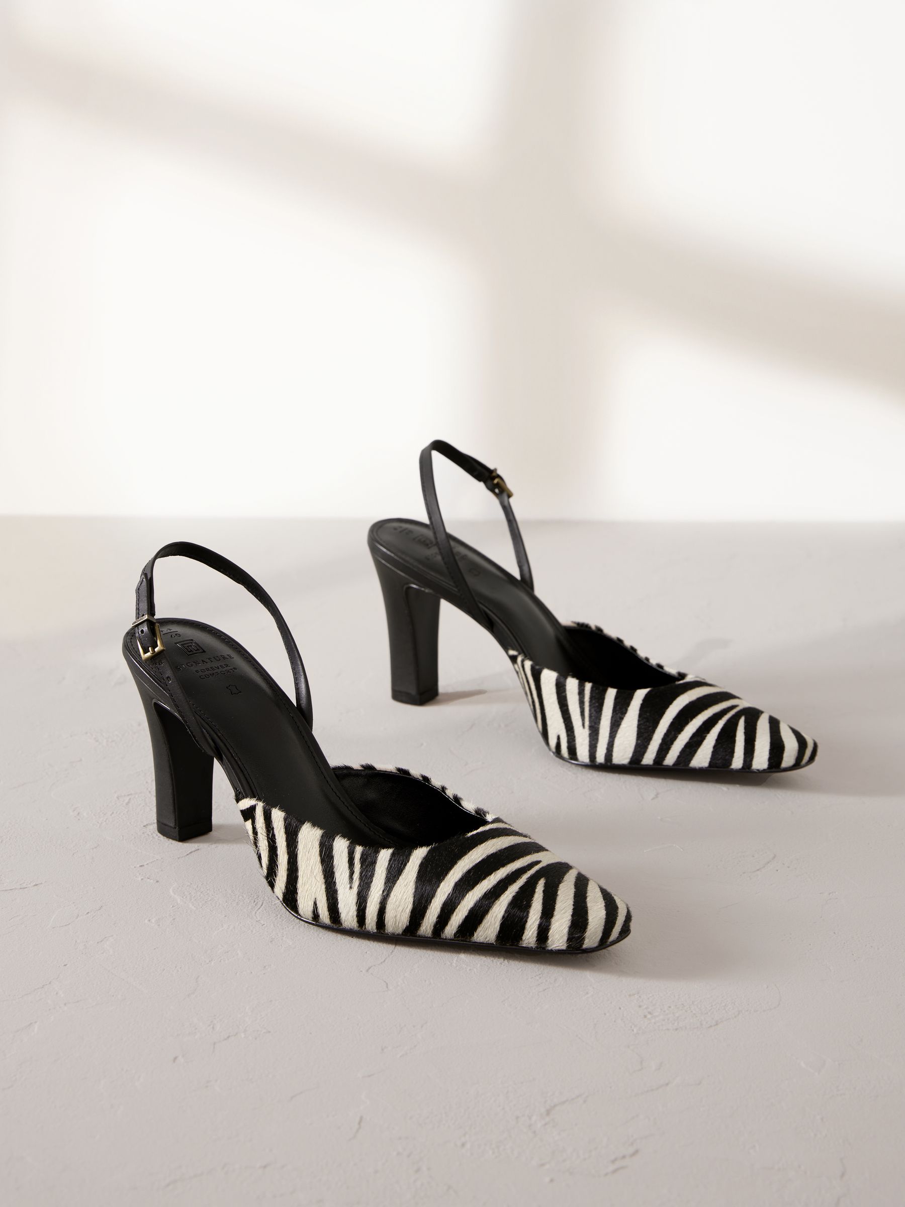 Zebra slingback shoes discount