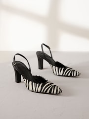 Zebra - Premium Absatzschuhe mit eckiger Zehenpartie und Fersenriemen - Bild 3 von 8