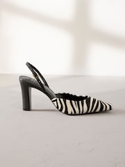 Zebra - Premium Absatzschuhe mit eckiger Zehenpartie und Fersenriemen - Bild 4 von 8