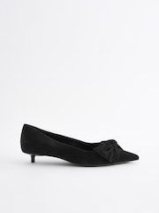 Black Forever Comfort® Leather Bow Kitten Heels - Image 2 of 5