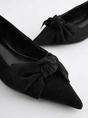 Black Forever Comfort® Leather Bow Kitten Heels - Image 4 of 5