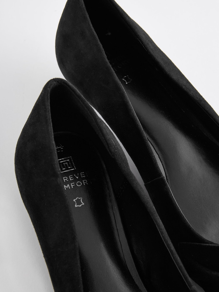 Black Forever Comfort® Leather Bow Kitten Heels - Image 5 of 5