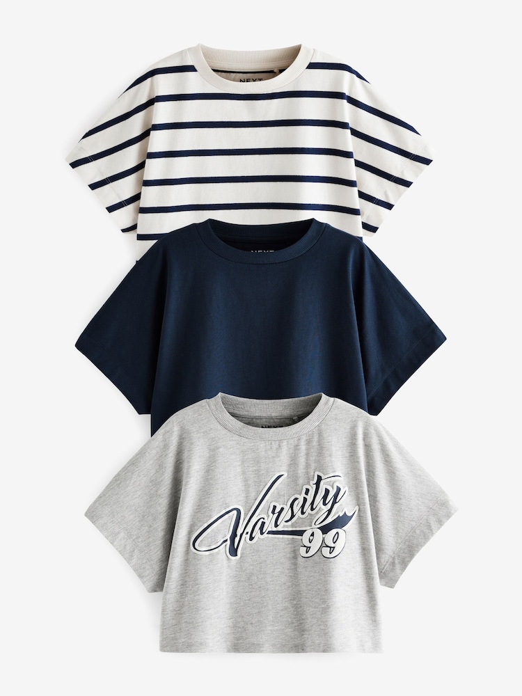 Bleu/Gris - Boxy T-Shirts 3 Pack (3-16yrs) - Image 1 of 7