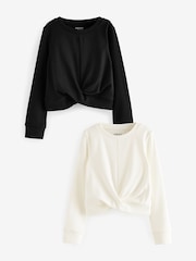 Black/White Front Knot Tops 2 Pack (3-16yrs) - Image 1 of 9