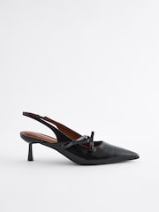 Black Forever Comfort® Point Toe Bow Sling Back Heels - Image 2 of 5
