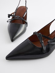 Black Forever Comfort® Point Toe Bow Sling Back Heels - Image 4 of 5
