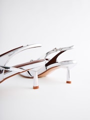 Silver Forever Comfort® Point Toe Bow Sling Back Heels - Image 9 of 9