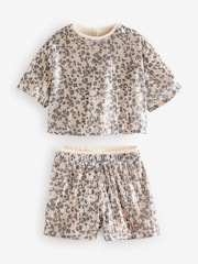 Animal Print Sequin Top and Shorts Set (3-16yrs) - Image 3 of 5