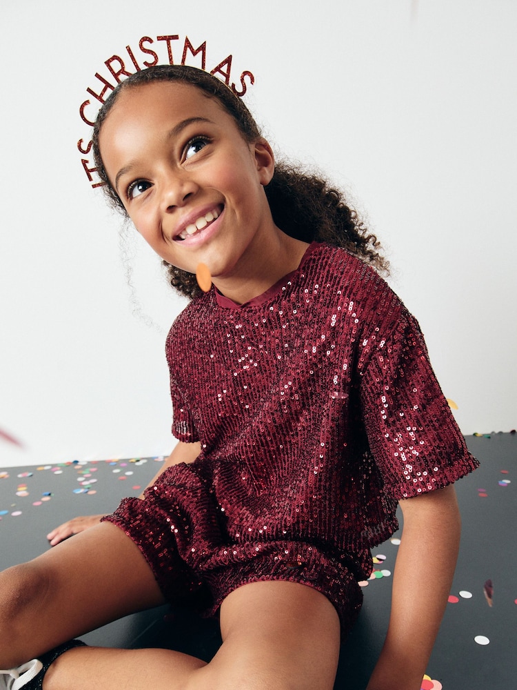 Rot - Print Sequin Top and Shorts Set (3-16yrs) - Bild 1 von 7 Rot - Print Sequin Top and Shorts Set (3-16yrs) - Bild 1 von 7