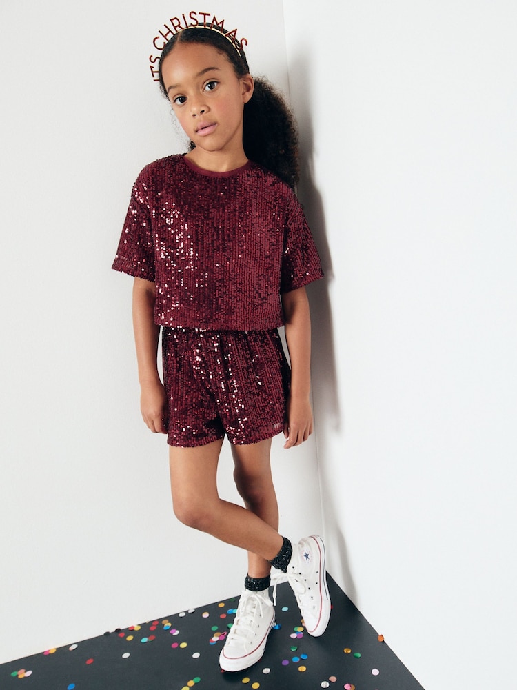 Rot - Print Sequin Top and Shorts Set (3-16yrs) - Bild 2 von 7 Rot - Print Sequin Top and Shorts Set (3-16yrs) - Bild 2 von 7