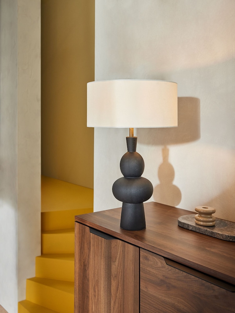 MADE.COM Black Freyja Ceramic Table Lamp - Image 1 of 2