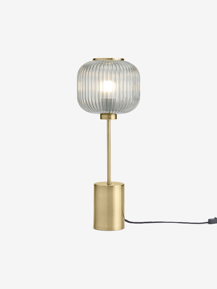 MADE.COM Grey/Antique Brass Large Briz Table Lamp - Image 2 of 3