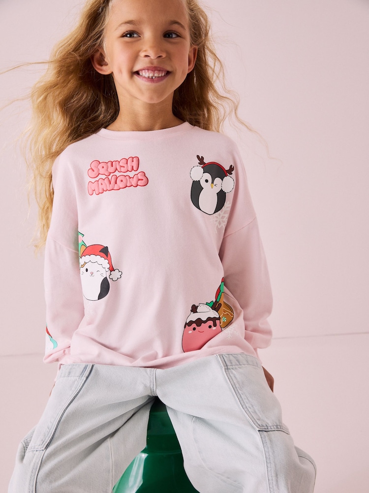 Pink Squishmallows Christmas License 100% Cotton Sweatshirt (5-12yrs) - Image 1 of 8